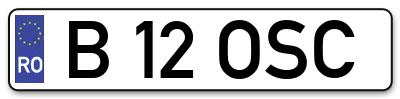 Placuta inmatriculare numar auto  B-12-OSC, B 12 OSC, B12OSC