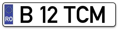 Placuta inmatriculare numar auto  B-12-TCM, B 12 TCM, B12TCM