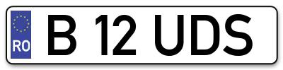 Placuta inmatriculare numar auto  B-12-UDS, B 12 UDS, B12UDS