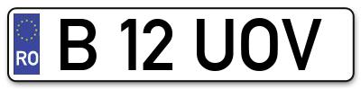 Placuta inmatriculare numar auto  B-12-UOV, B 12 UOV, B12UOV