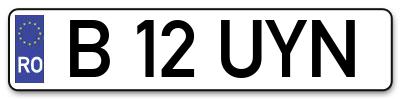 Placuta inmatriculare numar auto  B-12-UYN, B 12 UYN, B12UYN