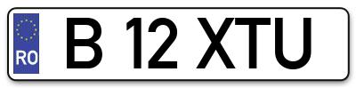 Placuta inmatriculare numar auto  B-12-XTU, B 12 XTU, B12XTU