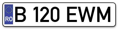 Placuta inmatriculare numar auto  B-120-EWM, B 120 EWM, B120EWM