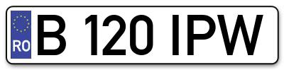 Placuta inmatriculare numar auto  B-120-IPW, B 120 IPW, B120IPW