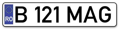Placuta inmatriculare numar auto  B-121-MAG, B 121 MAG, B121MAG
