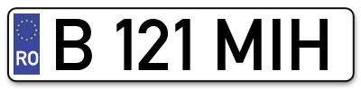 Placuta inmatriculare numar auto  B-121-MIH, B 121 MIH, B121MIH