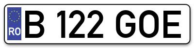 Placuta inmatriculare numar auto  B-122-GOE, B 122 GOE, B122GOE