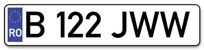 Placuta inmatriculare numar auto  B-122-JWW, B 122 JWW, B122JWW