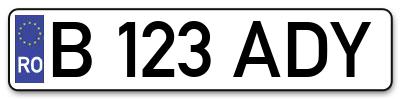 Placuta inmatriculare numar auto  B-123-ADY, B 123 ADY, B123ADY