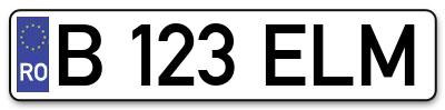 Placuta inmatriculare numar auto  B-123-ELM, B 123 ELM, B123ELM