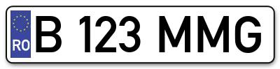 Placuta inmatriculare numar auto  B-123-MMG, B 123 MMG, B123MMG