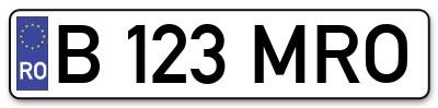Placuta inmatriculare numar auto  B-123-MRO, B 123 MRO, B123MRO