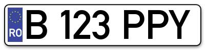 Placuta inmatriculare numar auto  B-123-PPY, B 123 PPY, B123PPY