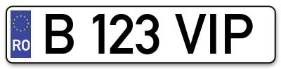 Placuta inmatriculare numar auto  B-123-VIP, B 123 VIP, B123VIP