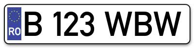 Placuta inmatriculare numar auto  B-123-WBW, B 123 WBW, B123WBW