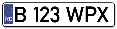 Placuta inmatriculare numar auto  B-123-WPX, B 123 WPX, B123WPX