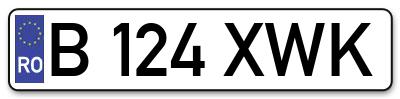 Placuta inmatriculare numar auto  B-124-XWK, B 124 XWK, B124XWK