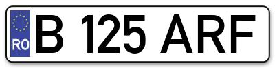 Placuta inmatriculare numar auto  B-125-ARF, B 125 ARF, B125ARF