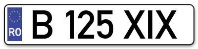 Placuta inmatriculare numar auto  B-125-XIX, B 125 XIX, B125XIX