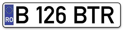 Placuta inmatriculare numar auto  B-126-BTR, B 126 BTR, B126BTR