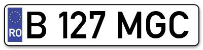 Placuta inmatriculare numar auto  B-127-MGC, B 127 MGC, B127MGC