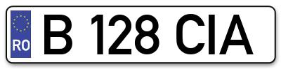 Placuta inmatriculare numar auto  B-128-CIA, B 128 CIA, B128CIA
