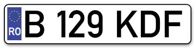 Placuta inmatriculare numar auto  B-129-KDF, B 129 KDF, B129KDF