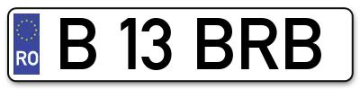 Placuta inmatriculare numar auto  B-13-BRB, B 13 BRB, B13BRB