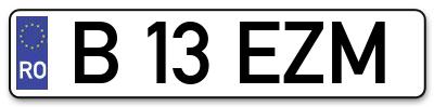 Placuta inmatriculare numar auto  B-13-EZM, B 13 EZM, B13EZM