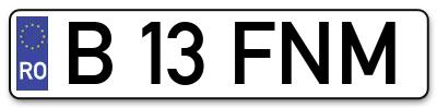 Placuta inmatriculare numar auto  B-13-FNM, B 13 FNM, B13FNM