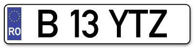 Placuta inmatriculare numar auto  B-13-YTZ, B 13 YTZ, B13YTZ
