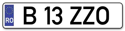 Placuta inmatriculare numar auto  B-13-ZZO, B 13 ZZO, B13ZZO