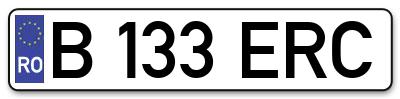 Placuta inmatriculare numar auto  B-133-ERC, B 133 ERC, B133ERC