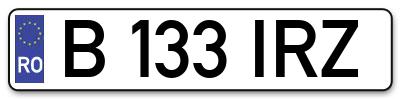 Placuta inmatriculare numar auto  B-133-IRZ, B 133 IRZ, B133IRZ