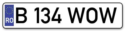 Placuta inmatriculare numar auto  B-134-WOW, B 134 WOW, B134WOW