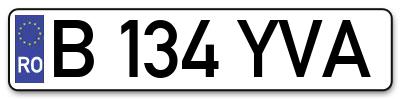 Placuta inmatriculare numar auto  B-134-YVA, B 134 YVA, B134YVA