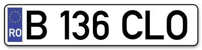 Placuta inmatriculare numar auto  B-136-CLO, B 136 CLO, B136CLO