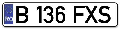 Placuta inmatriculare numar auto  B-136-FXS, B 136 FXS, B136FXS