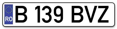 Placuta inmatriculare numar auto  B-139-BVZ, B 139 BVZ, B139BVZ