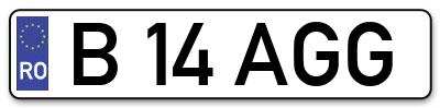 Placuta inmatriculare numar auto  B-14-AGG, B 14 AGG, B14AGG