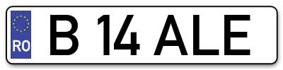Placuta inmatriculare numar auto  B-14-ALE, B 14 ALE, B14ALE