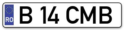Placuta inmatriculare numar auto  B-14-CMB, B 14 CMB, B14CMB
