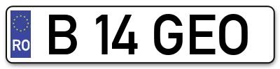 Placuta inmatriculare numar auto  B-14-GEO, B 14 GEO, B14GEO