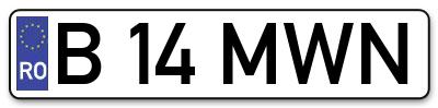 Placuta inmatriculare numar auto  B-14-MWN, B 14 MWN, B14MWN