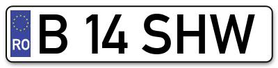 Placuta inmatriculare numar auto  B-14-SHW, B 14 SHW, B14SHW