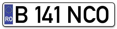 Placuta inmatriculare numar auto  B-141-NCO, B 141 NCO, B141NCO
