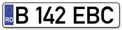 Placuta inmatriculare numar auto  B-142-EBC, B 142 EBC, B142EBC