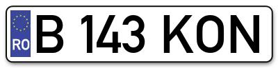 Placuta inmatriculare numar auto  B-143-KON, B 143 KON, B143KON