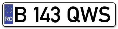Placuta inmatriculare numar auto  B-143-QWS, B 143 QWS, B143QWS