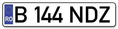 Placuta inmatriculare numar auto  B-144-NDZ, B 144 NDZ, B144NDZ